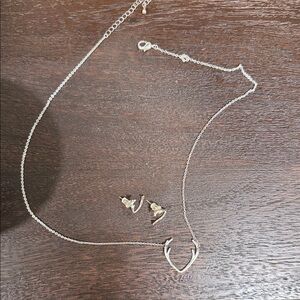 Antler Earrings + Necklace Pair